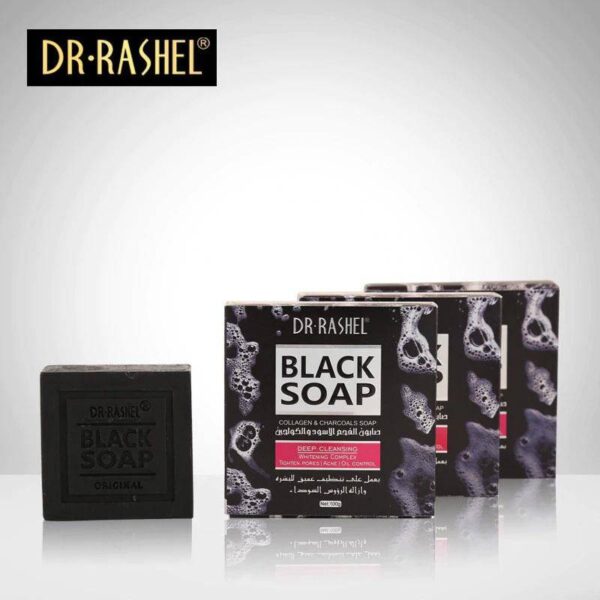 Dr.Rashel Collagen Charcoal Black Soap Deep Cleansing Facial Soap Tighten Pores, Acne & Oil Control, 100 g. - Image 6