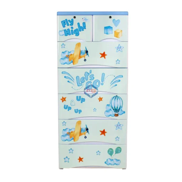 Fly High Cartoon Drawar Wardrobe  Plastic Drawers Cabinet Fly High Drawer 5+2:,BZ 
