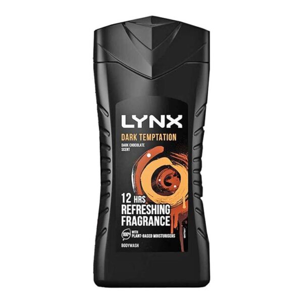Lynx Dark Temptation Body Wash, Shower Gel For Men, 12 Hours Refreshing Fragrance, 225 ml.