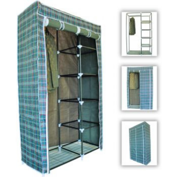 YSM Storage Folding Canvas Wardrobe With Iron Wires Shelves, Wardrobe Almari, BZ :26106 - Image 2