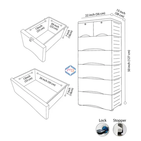Fly High Cartoon Drawar Wardrobe  Plastic Drawers Cabinet Fly High Drawer 5+2:,BZ  - Image 3