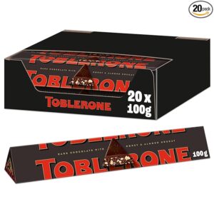 Original Toblerone Dark Chocolate Swiss Dark Chocolate With Honey & Almond Nougat Format Of Swiss Mountains(20*100G)