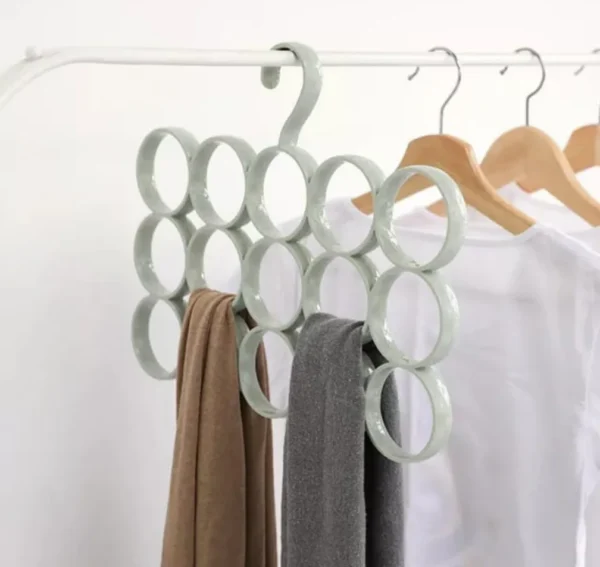 15 Ring Hole Hanger Plastic Hanging Storage Organizer Rack Scarf Holder Ties, Shawls, Accessories