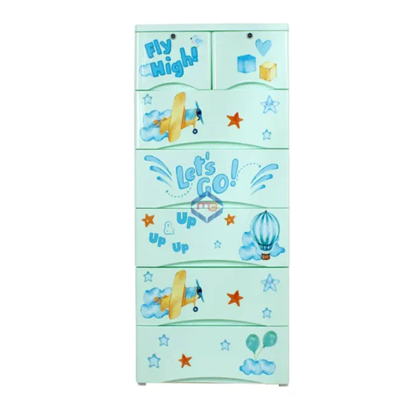 Fly High Cartoon Drawar Wardrobe  Plastic Drawers Cabinet Fly High Drawer 5+2:,BZ  - Image 4