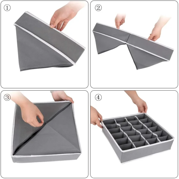 Socks Drawer Organizer Divider, 24 Cells Box Foldable Socks Organizer - Image 3
