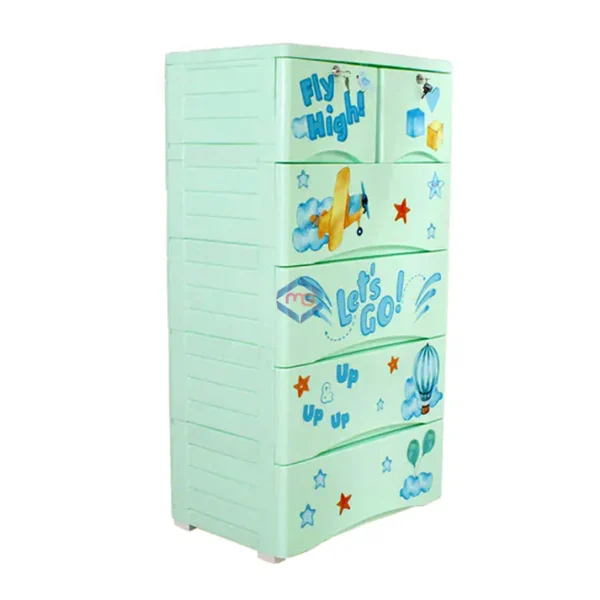Fly High Cartoon Drawer Wardrobe  Plastic Drawers Cabinet Fly High Drawer 4+2:,BZ - Image 3