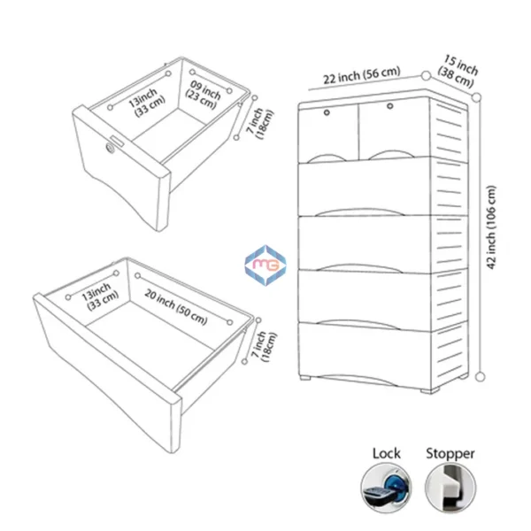 Fly High Cartoon Drawer Wardrobe  Plastic Drawers Cabinet Fly High Drawer 4+2:,BZ - Image 4
