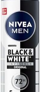 NIVEA Men Black & White Invisible Antiperspirant Deodorant Spray, Original, 72 H Active Protection, 150 ml.