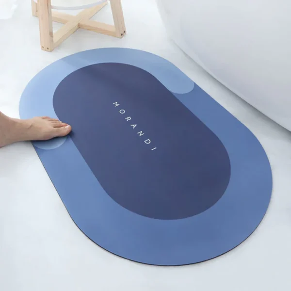 Oval Bathroom Modern Non-Slip Water-Super Absorbent Diatom Mud Floor Mat - Image 3