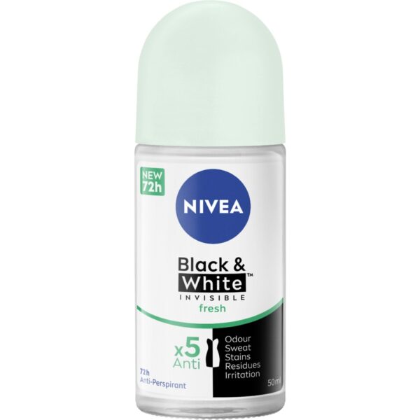 NIVEA Black & White Invisible Fresh Anti-perspirant Roll on Deodorant 50 ml.