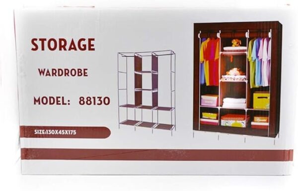 Portable Wardrobe Closet, 47 Inch Clothes Storage Organizer Shelves Rack, Non-Woven Fabric Cover Standing Closet with 2 Hanging Rods, Extra Durable, Quick and Easy Assembly (Wine Red) BZ: 88130 B - Image 7