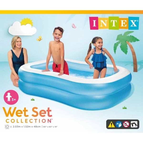 INTEX Swim Center Family Swimming Pool White Blue (80"X60"X19") 57810 - Image 2