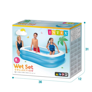 INTEX Swim Center Family Swimming Pool White Blue (80"X60"X19") 57810