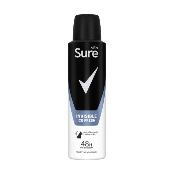 Sure Men Invisible Ice Fresh Anti-perspirant Body Spray, 48 H Protection, 150 ml.