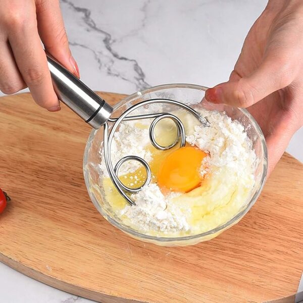 Lustar Stainless Steel Whisk Flour Coil Stirrer Egg-Beater Stick Kitchen Baking Tool Handle Dough Agitator Whisk Gadget - Image 4