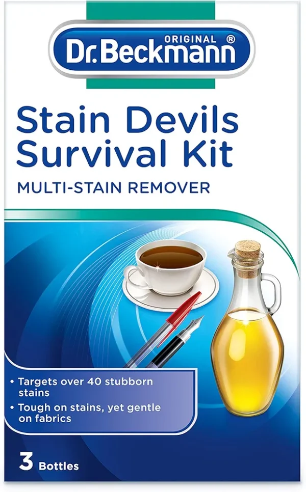 Dr.Beckmann Stain Devils Survival Kit, Removes Over 40 Stubborn Stains Fast Acting, Tough Stains Removed In 3 Minutes, 3 × 50 ml