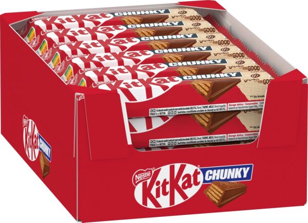 Kitkat Nestlé Kitkat Chunky Classic Chocolate Bars, Crispy Bars with Milk Chocolate and Crispy Waffle, Pack of 24 (24 x 40 g)