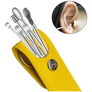 6pcs/Set Stainless Steel Ear Ear Cleaner Set Earpick Ear Cleaner Spoon Ear Care Cleaning Tool Earwax Removal Kit With Bag 360°