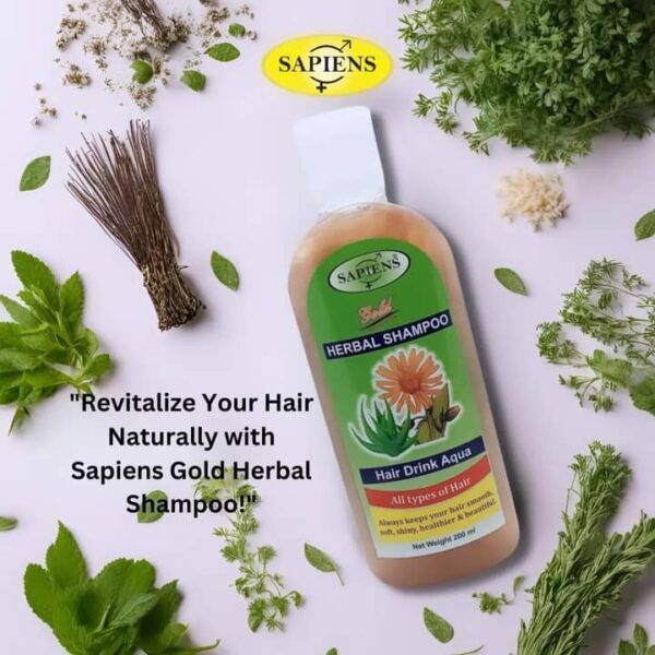 Sapiens Gold Herbal Shampoo For long and Strong hair 200 ml.