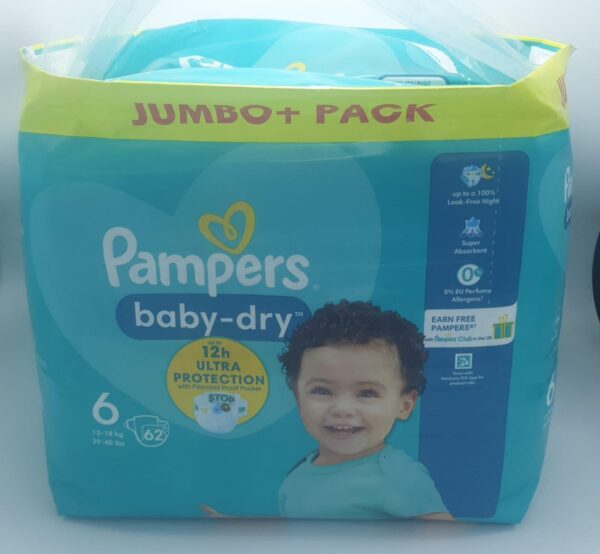 Pampers baby-dry nappies size 6, 62 pc, Jumbo Pack.
