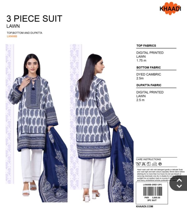 KHAADI UNSTITCHED LAWN 3 PC SUIT VOL 17 BY BRAND LOVER BARABAR NEW COLLECTION 2025 - Image 9