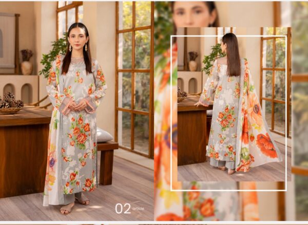 SYLA BY GULJEE UNSTITCHED LAWN 3PC SUIT VOL 01-6172 BY BRAND LOVER NEW COLLECTION 2025 - Image 3