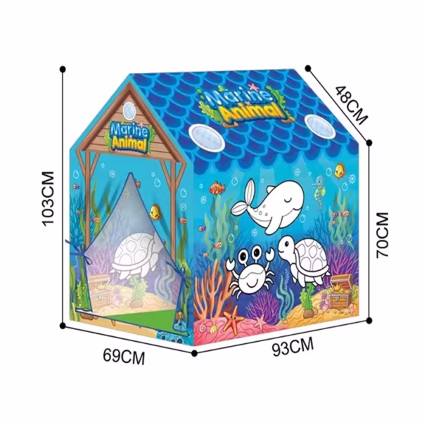 Portable Folding  DIY Painting Kids Cartoon Marine Animals Grafitti Tent For Kids,BZ:995-5020B - Image 4