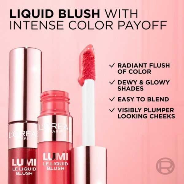 L'Oreal Paris True Match Lumi Le Liquid Blush, Intense Lightweight Blush Formula With Liquid Pigments, Dewy Bright Pink, 0.33 Fl Oz(Set Of 4): - Image 2