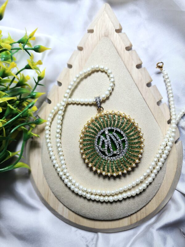 Casting Made Gold Plated Zircon Stones Allah Pendent Exclusive By Unique Fancy Jewelry  Without Mala - Image 3