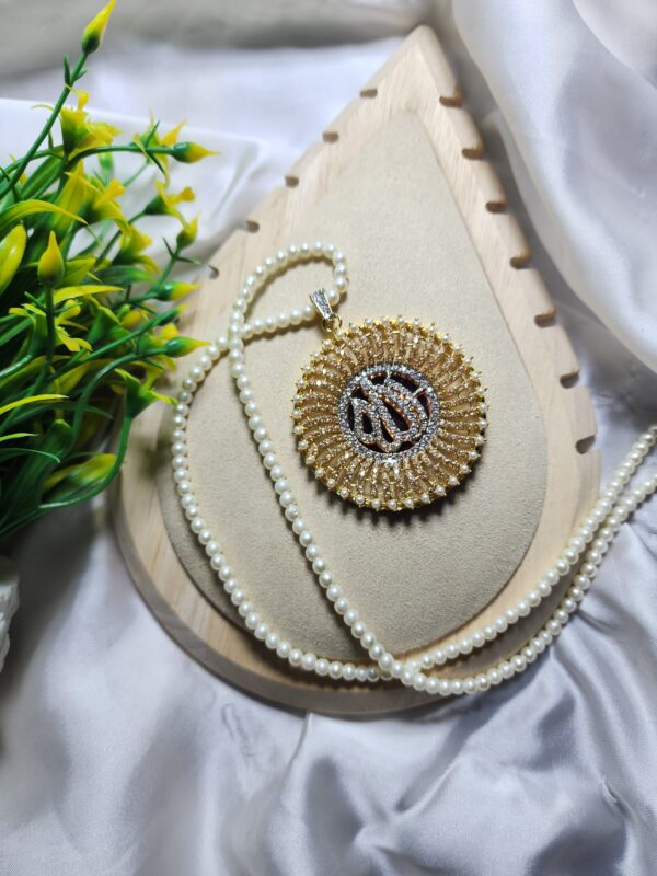 Casting Made Gold Plated Zircon Stones Allah Pendent Exclusive By Unique Fancy Jewelry  Without Mala - Image 5