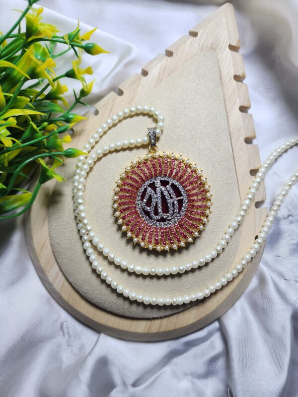 Casting Made Gold Plated Zircon Stones Allah Pendent Exclusive By Unique Fancy Jewelry  Without Mala - Image 7