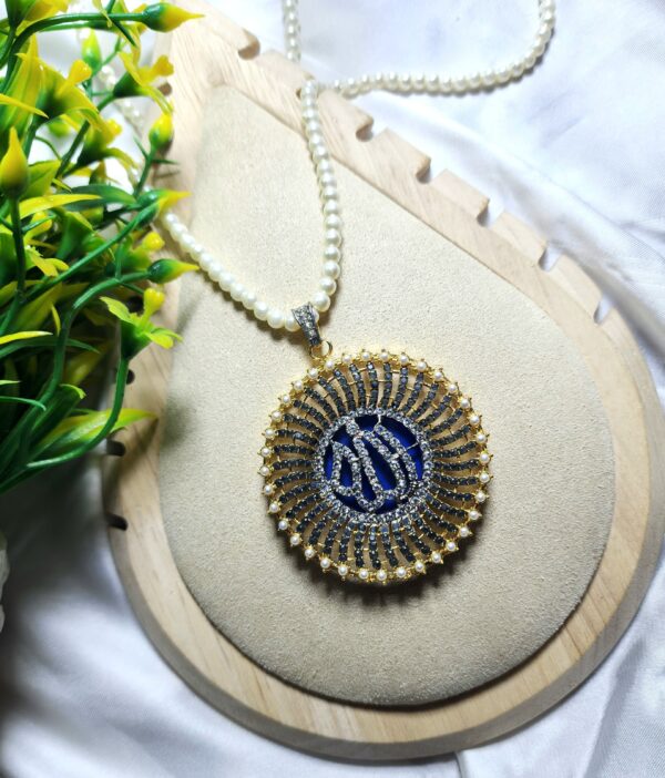 Casting Made Gold Plated Zircon Stones Allah Pendent Exclusive By Unique Fancy Jewelry  Without Mala - Image 8