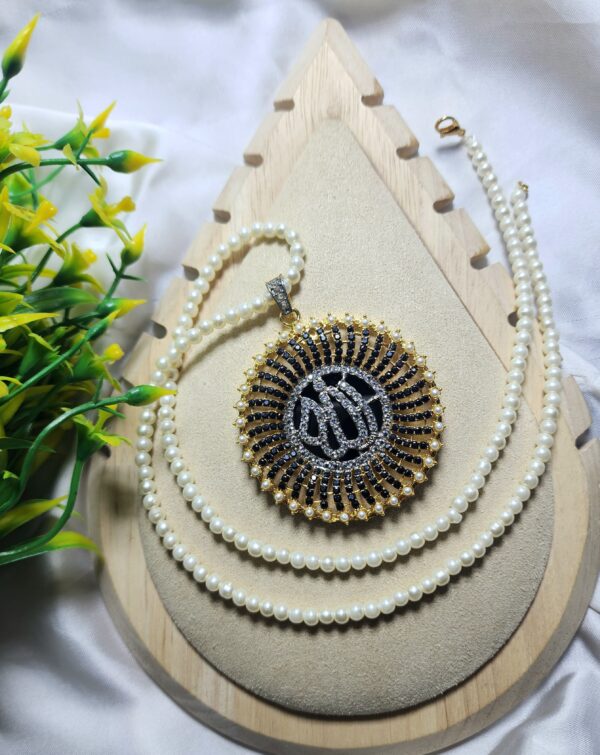 Casting Made Gold Plated Zircon Stones Allah Pendent Exclusive By Unique Fancy Jewelry  Without Mala - Image 9