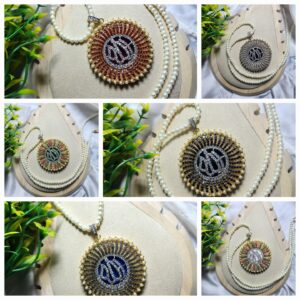 Casting Made Gold Plated Zircon Stones Allah Pendent Exclusive By Unique Fancy Jewelry  Without Mala