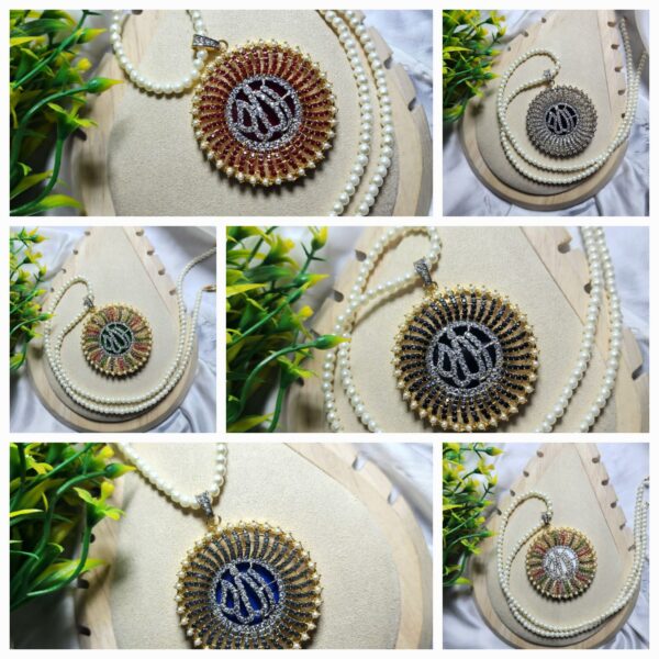 Casting Made Gold Plated Zircon Stones Allah Pendent Exclusive By Unique Fancy Jewelry  Without Mala