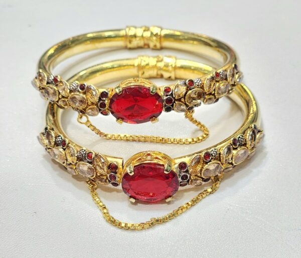 Gold plated Zircon Stones Openable Bangles Set Exclusive By Unique Fancy Jewelry - Image 2