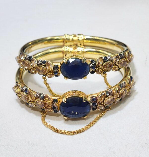 Gold plated Zircon Stones Openable Bangles Set Exclusive By Unique Fancy Jewelry - Image 3