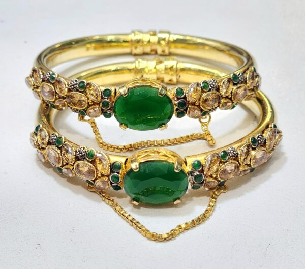 Gold plated Zircon Stones Openable Bangles Set Exclusive By Unique Fancy Jewelry - Image 4