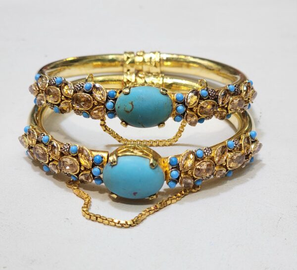 Gold plated Zircon Stones Openable Bangles Set Exclusive By Unique Fancy Jewelry - Image 5