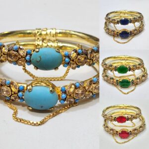 Gold plated Zircon Stones Openable Bangles Set Exclusive By Unique Fancy Jewelry