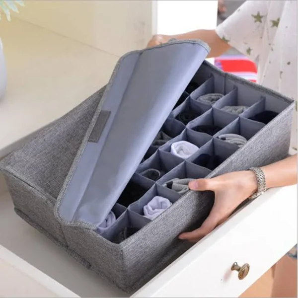 Socks Drawer Organizer Divider, 24 Cells Box Foldable Socks Organizer - Image 5