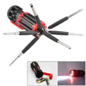 8-in-1 Portable Screwdriver Set with Torch, Integrated Flashlight