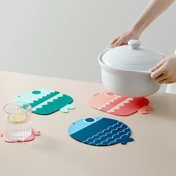 Fish Shaped Drink Coaster, Table Mat Waterproof, Dish Cup Pad, Pot Holder.
