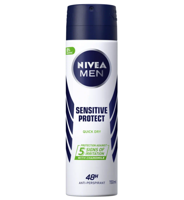 Nivea Men Sensitive Protect Body Spray, Quick Dry Deodorant Spray 150 ml.