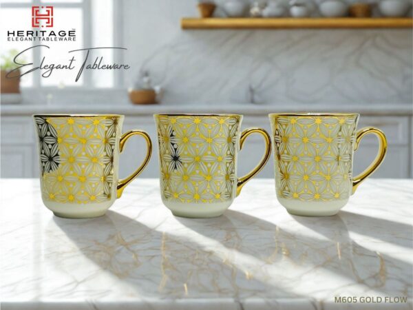 Heritage MUG GOLD FLOW |6PC(Set of 6),Item Code: M605 GOLD FLOW
