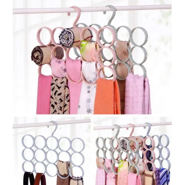 15 Ring Hole Hanger Plastic Hanging Storage Organizer Rack Scarf Holder Ties, Shawls, Accessories - Image 4