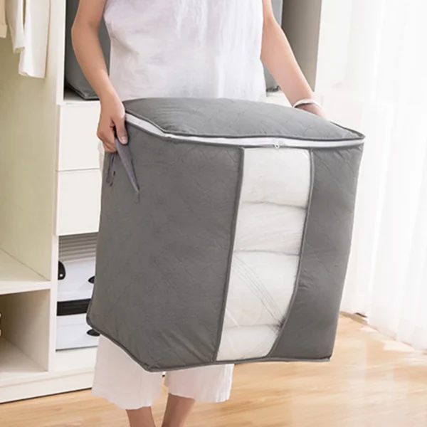 Portable Bamboo Charcoal Clothes Blanket Large Folding Bag Storage Box Organizer - Image 2