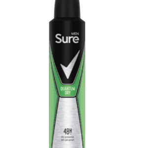 Sure Men Quantum Dry Deodorant, Antiperspirant Aerosol for 48 Hour Sweat and Odour Protection, 200 ml.