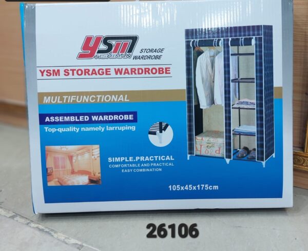 YSM Storage Folding Canvas Wardrobe With Iron Wires Shelves, Wardrobe Almari, BZ :26106 - Image 5