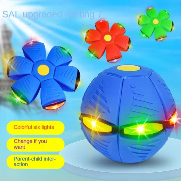 Toy Throw Disc Flat Magical Flying Saucer, Toys, Outdoor Step Deformation Foot Ball with LED Light for Kids. - Image 5